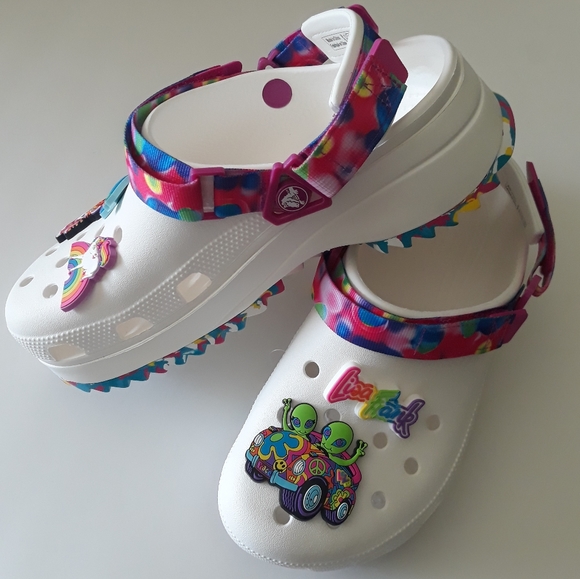 (New) Crocs Hiker Clogs (W10/M8) & Lisa Frank Jibbitz Set - Picture 3 of 11
